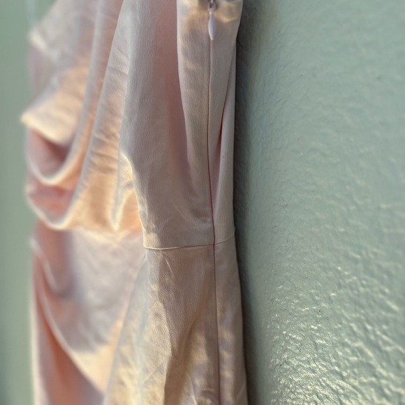 Blush Pink Satin One-Shoulder Maxi Dress - Picture 9 of 12